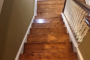 Pre-sanding Maple stairway.