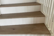 French Oak hardwood flooring, installed - staircase.