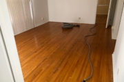 Old Red Oak floors, prior to refinishing.