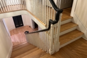 Refinished old wooden stairway.