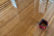 Finishing old White Oak floors with Walnut trim.