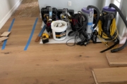 Installation of engineered White Oak flooring.