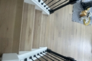 New Oak stair treads installed and match stained bottom treads.