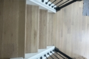 New Oak stair treads installed and match stained bottom treads.