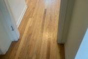 Sanding Red Oak flooring.