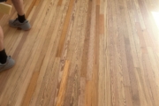 Stained wood flooring weave-in.