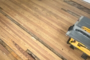 Weave-in wood flooring repair.