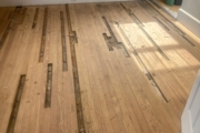 Weave-in wood flooring repair.