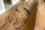 Weave-in wood flooring repair.