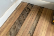 Weave-in wood flooring repair.