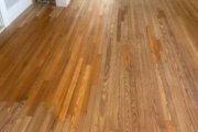 Stained wood flooring weave-in.