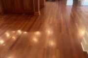 Brazilian Cherry wood flooring before refinishing.