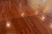 Brazilian Cherry wood flooring before refinishing.