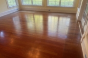 Brazilian Cherry wood flooring before refinishing.