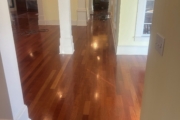 Brazilian Cherry wood flooring before refinishing.