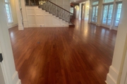 Refinished Brazilian Cherry wood floors and stairway.