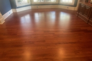 Refinished Brazilian Cherry wood floors and stairway.