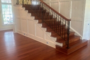 Refinished Brazilian Cherry wood floors and stairway.