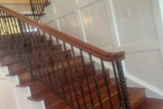 Refinished Brazilian Cherry wood floors and stairway.