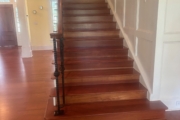 Refinished Brazilian Cherry wood floors and stairway.