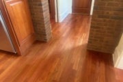 Refinished Brazilian Cherry wood floors and stairway.