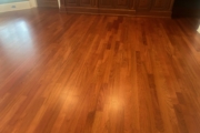 Refinished Brazilian Cherry wood floors and stairway.