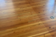 Refinishing Heart Pine flooring downstairs.