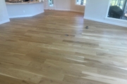 Wire brushed White Oak flooring after refinishing.