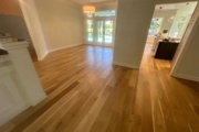 Wire brushed White Oak flooring after refinishing.