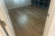 Wire brushed White Oak flooring - before refinishing.