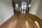 Wire brushed White Oak flooring - before refinishing.