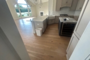 Wire brushed White Oak flooring - before refinishing.