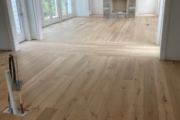 Installed European Oak hardwood flooring.