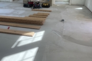 Installing European Oak hardwood flooring.