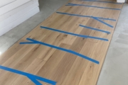 Installing European Oak hardwood flooring.