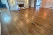 Refinished Red Oak flooring.